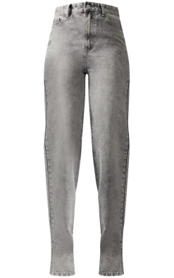 Tall Washed Grey High Rise Split Hem Detail Jeans