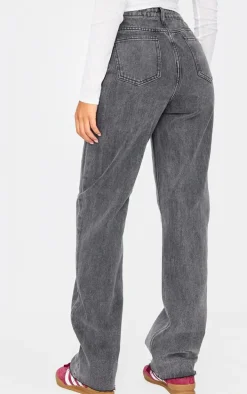 Tall Washed Grey High Waist Straight Leg Jeans
