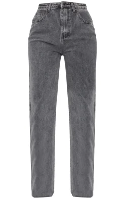 Tall Washed Grey High Waist Straight Leg Jeans