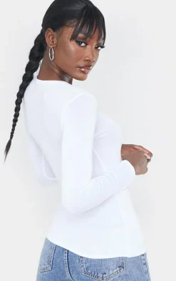 Tall White Basic Long Sleeve Top