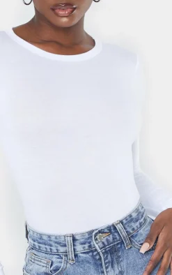 Tall White Basic Long Sleeve Top