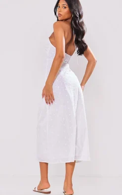 Tall White Broderie Tie Detail Midaxi Dress