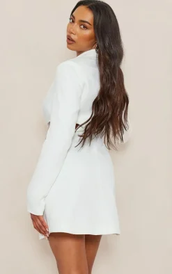 Tall White Cut Out Detail Blazer Dress
