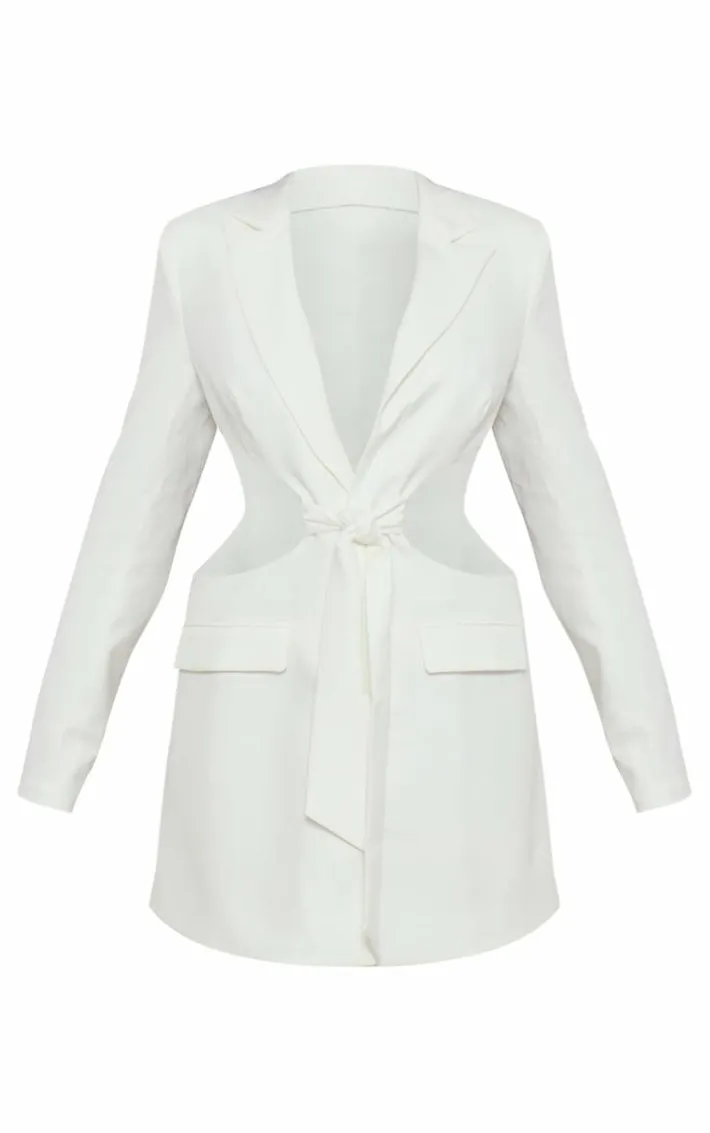 Tall White Cut Out Detail Blazer Dress