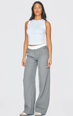 Tall White Distressed Racer Neck Crop Top