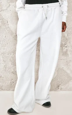 Tall White Double Waistband Wide Leg Sweatpant