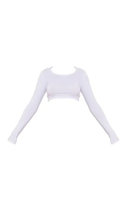 Tall White Long Sleeve Scoop Neck Crop Top