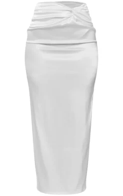 Tall White Satin Midaxi Skirt