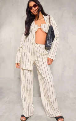 Tall White Stripe Linen Blazer