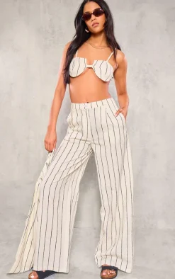 Tall White Stripe Linen Bralet
