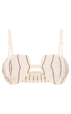 Tall White Stripe Linen Bralet