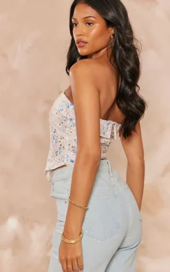 Tall Yellow Flower Broderie Boned Corset Top