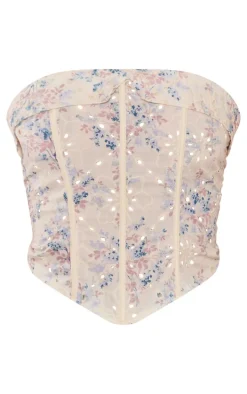 Tall Yellow Flower Broderie Boned Corset Top