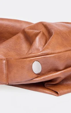 Tan Distressed Pu Super Slouchy Tote Bag