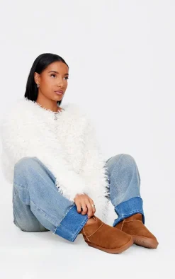 Tan Faux Suede Round Toe Rigged Sole Ankle Boots