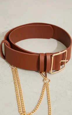Tan Gold Chain Waist Belt