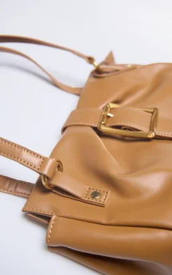 Tan Pu Baguette Buckle Shoulder Bag