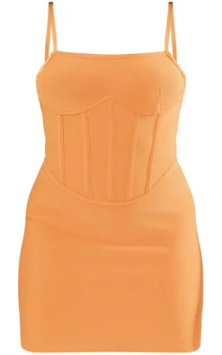 Tangerine Bandage Underbust Corset Detail Strappy Bodycon Dress