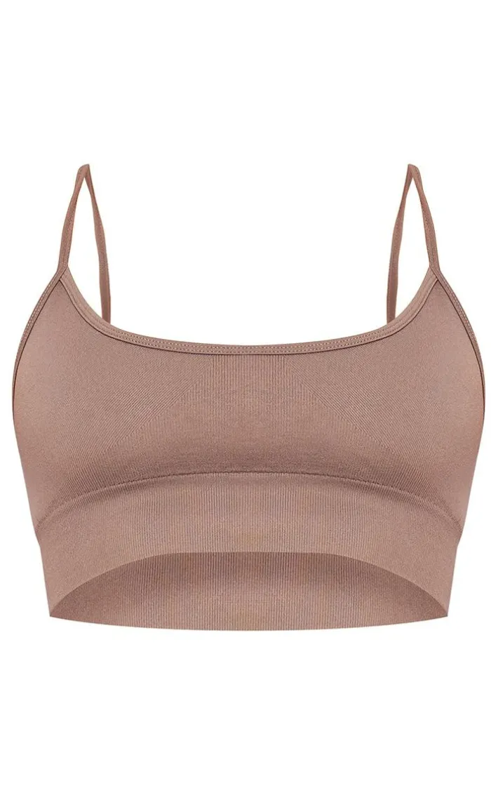 Taupe Basic Seamless Padded Gym Sports Bra