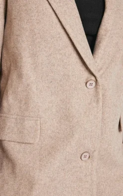 Taupe Brushed Wool Look Tailored Blazer