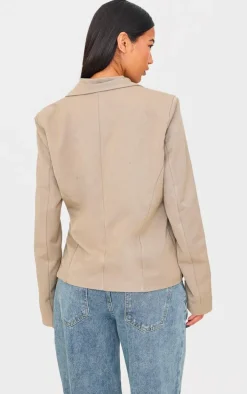 Taupe Fitted Asymmetric Jean Grazer Blazer