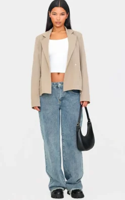 Taupe Fitted Asymmetric Jean Grazer Blazer