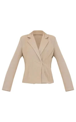 Taupe Fitted Asymmetric Jean Grazer Blazer