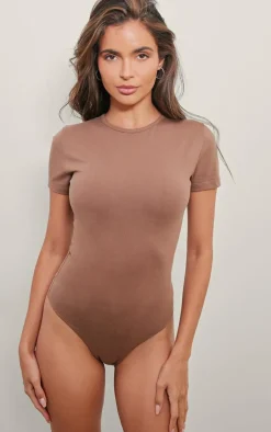 Taupe Premium Cotton Cap Sleeve Fitted Bodysuit