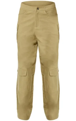 Taupe Premium Twill Cargo Mid Rise Wide Leg Pants