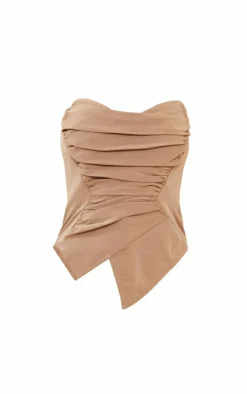 Taupe Ruch Pointed Corset Bandeau Jumpsuit