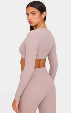 Taupe Sculpt Long Sleeve Sports Top