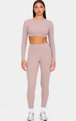 Taupe Sculpt Long Sleeve Sports Top