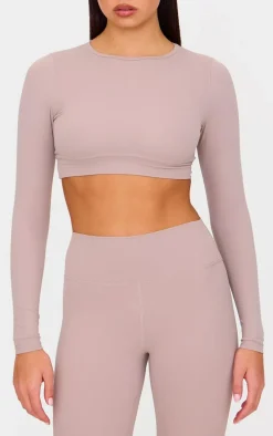 Taupe Sculpt Long Sleeve Sports Top