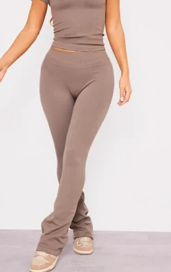 Taupe Seamless High Waist Flare Yoga Pants
