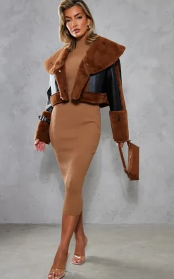 Taupe Sleeveless Rib Knit Midaxi Bodycon Dress