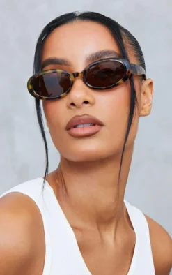 Taupe Small Oval Sunglasses