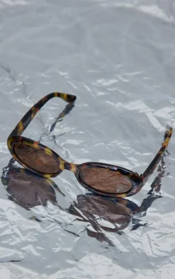 Taupe Small Oval Sunglasses