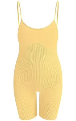 Taupe Snatched Rib Contrast Bust Unitard