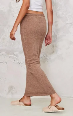 Taupe Soft Textured Knit Maxi Skirt