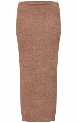 Taupe Soft Textured Knit Maxi Skirt