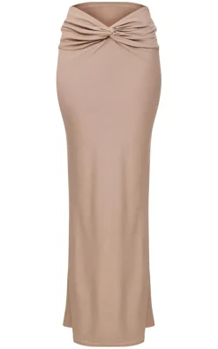 Taupe Soft Touch Knot Front Midaxi Skirt