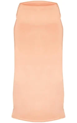 Taupe Soft Touch Low Rise Drapy Maxi Skirt