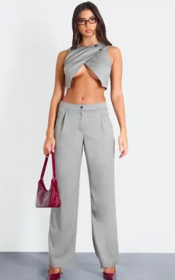 Taupe Tailored Straight Leg Pants