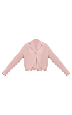 Taupe Textured Pleated Button Front Shirt