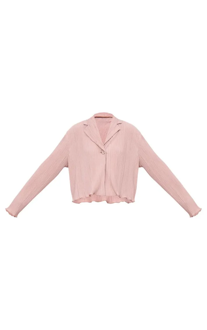 Taupe Textured Pleated Button Front Shirt