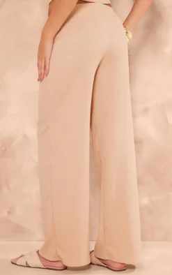 Taupe Textured Wide Leg Pants