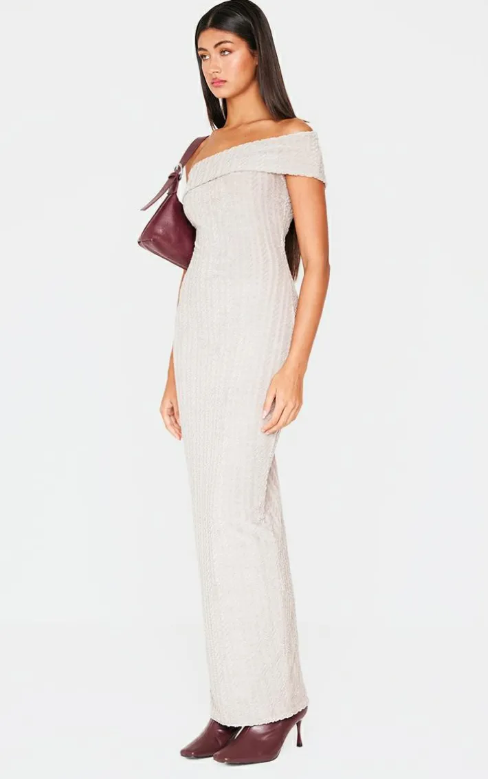 Taupe Towel One Shoulder Maxi Dress