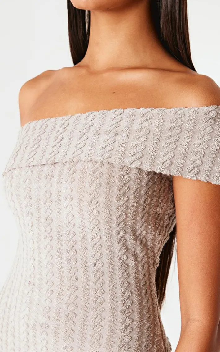 Taupe Towel One Shoulder Maxi Dress