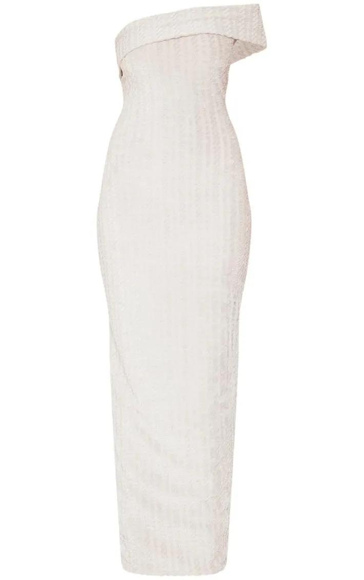 Taupe Towel One Shoulder Maxi Dress