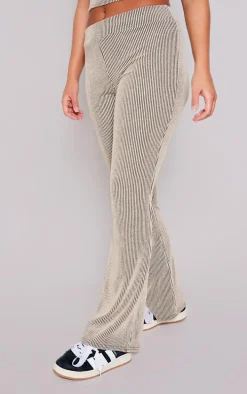 Taupe Two Tone Rib Foldover Yoga Pants